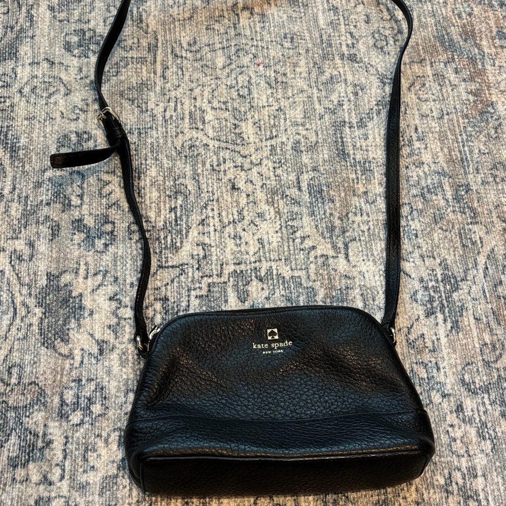 Kate Spade Pebbled Black Calf Leather Crossbody Handbag
